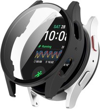 2 Pack Hard Case for Samsung Galaxy Watch 5 44mm Tempered Glass Screen Protector