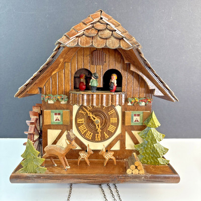Romance Der Froehliche Wanderer Edelweiss #2708 Swiss Black Forest Cuckoo Clock