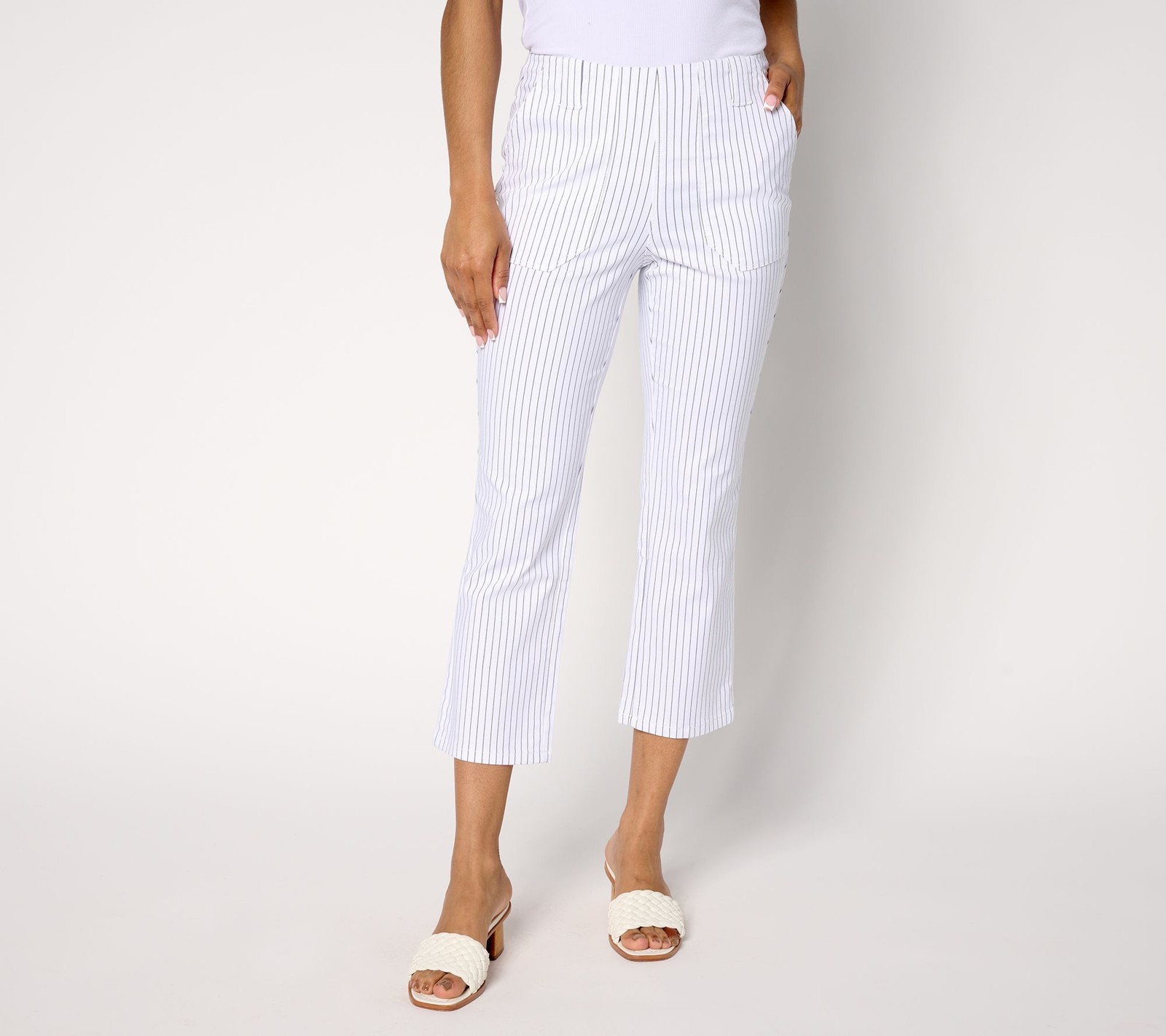 Belle by Kim Gravel Women's Plus Sz Pants 18 Regular Harbor Island White A686121