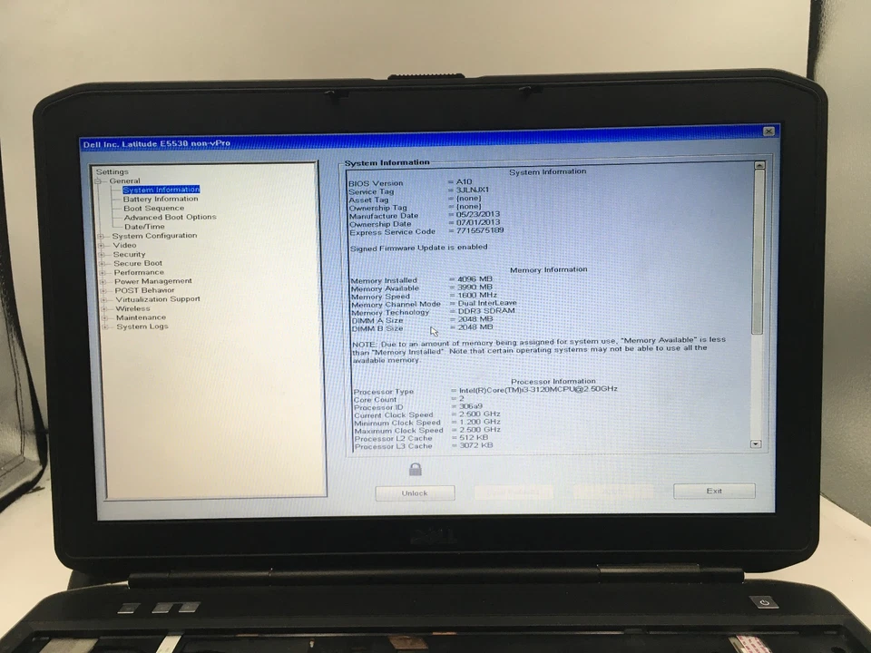 DELL LATITUDE E5530 - BOTAS A BIOS/BLOQUEADAS - INTEL I3 3120M - 4GB RAM - LEER -BB Foto 2 de 4