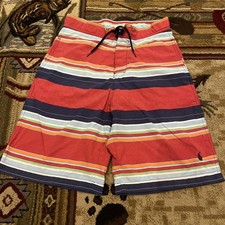 Polo Ralph Lauren Sport Swim Trunks Shorts Large Blue Red Youth Boys Striped