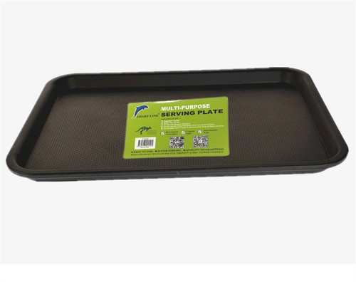 SMARTLINK 6pcs Rectangular Plastic Serving Tray Black 41.2x30.4x1.7cm Durable S - Picture 1 of 2