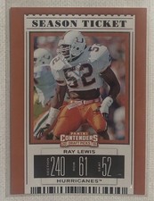 2019 Contenders Draft Picks Ray Lewis Season Ticket Card #84 Ravens