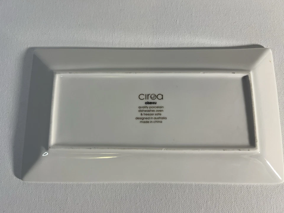 Plato rectangular Ciroa Oiseau pájaros en vid plato para servir porcelana blanco negro Foto 4 de 4