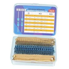 600Pcs 30 Values Resistor Kit, 10 Ohm-1M Ohm with 1% 1/4W Metal 30Values 600Pcs