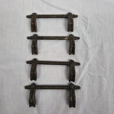 Vintage 1970s Lot of 4 Ajax 958 Espana Rope Drawer Pulls 4.5in Brass Tone Metal