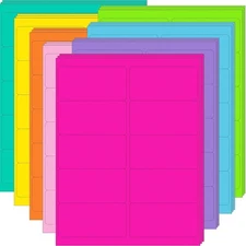  2" x 4" Colored Labels Stickers 8 Colors Bright Moving Labels 24 Colorful