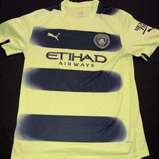 MANCHESTER MAN CITY STITCHED FOOTBALL SOCCER SHIRT JERSEY L PUMA #26 Neon