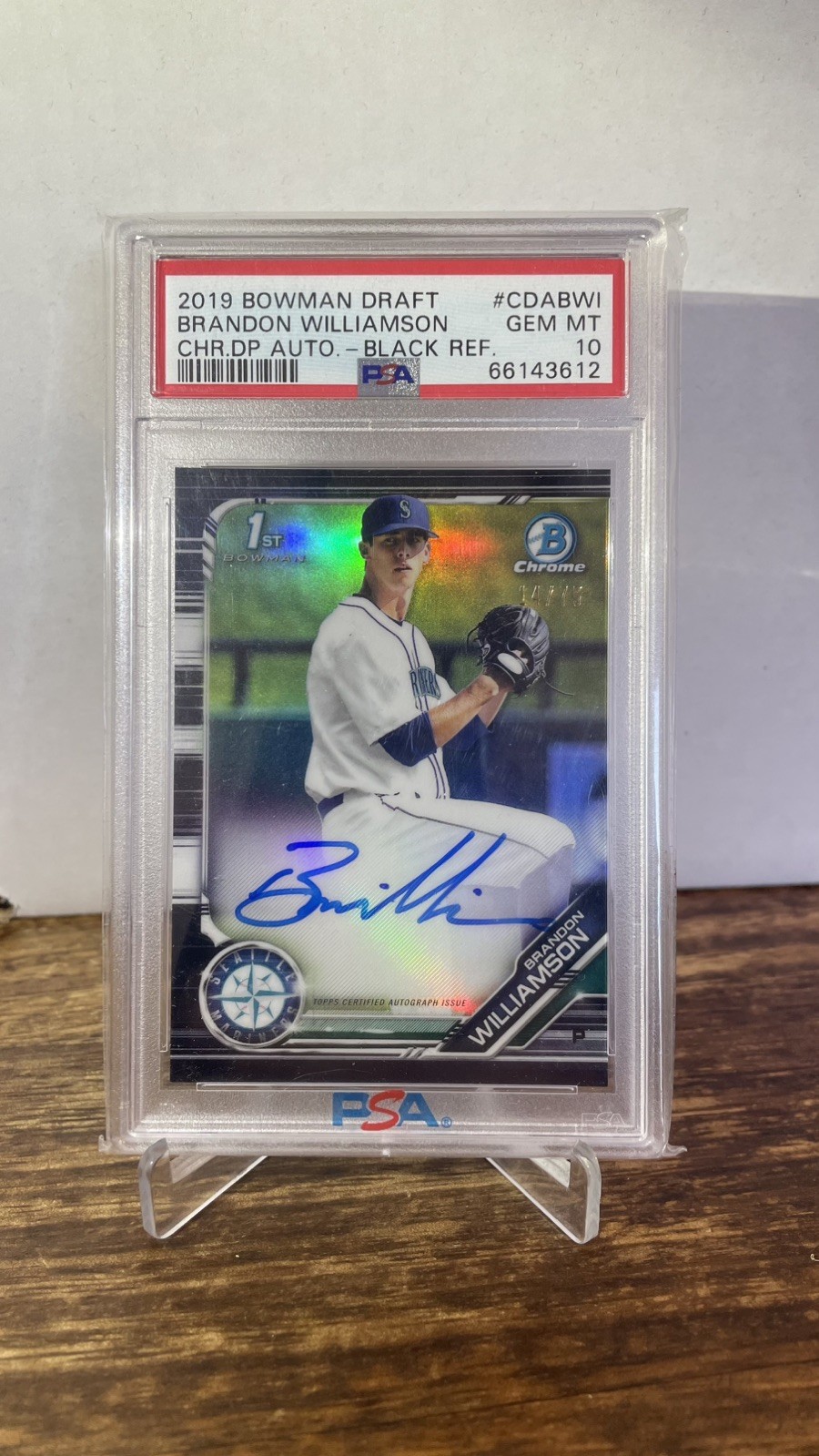 2019 Bowman Chrome Draft Brandon Williamson Black Refractor Auto  /75 PSA 10