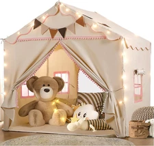 Treestone 2 Doors Kids Play Tent with Padded Mat & Light, Large Tent for Toddler