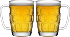 22oz Plastic Beer Mugs with Handles Set of 2, Clear Resuable Beer Stein Drinking