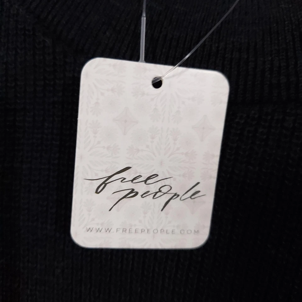 Свитер женский Free People XS черный FP пляжный с ложным вырезом вязаный пуловер OB1177220 - Изображение 3 из 4