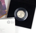 2017 Great Britain 50 Pence Sir Isaac Newton Silver Piedfort Proof OGP C4120
