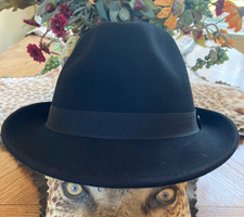SCALA CLASSICO MENS BLACK WOOL FEDORA HAT L CRUSHABLE 4 SEASONS BLUES RAIN