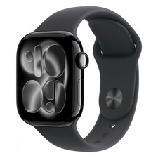 Apple Watch Series 11 42mm GPS Jet Black Case w Black Sport Band S/M MEQT4LW/A