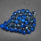 Blue Rhinestone Leaf Brooch Black Japaned Vintage Glam Costume Jewelry