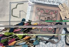 Just Nan Summer by the Sea Kit - Linen, Thread Beads WIP