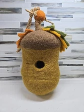 Wild Woolies Felted Wool Birdhouse Acorn Fall Leaves 11" Tall