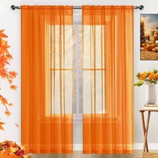 SpaceDresser Basic Rod Pocket Sheer Voile 52"W x 84"L Pack of 2 , Orange