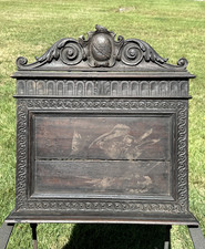 ANTIQUE WOODEN NEOCLASSICAL CARVED BIBLE STAND CARYATID FIGURE~FOLIATE MOTIFS~