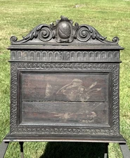 ANTIQUE WOODEN NEOCLASSICAL CARVED BIBLE STAND CARYATID FIGURE~FOLIATE MOTIFS~