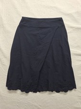 Talbots Petite Navy Blue Floral Cutout Hem A-Line Skirt MP