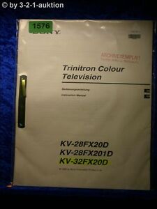 Sony Manual Kv 32FX20D/28FX20D/28FX201D Color TV (#1576) | eBay