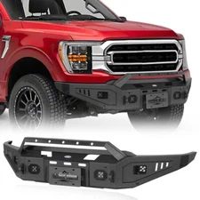 FIT F-150 2021 2022 2023 HEAVY DUTY STEEL FRONT WINCH BUMPER BAR W/LED LIGHTS