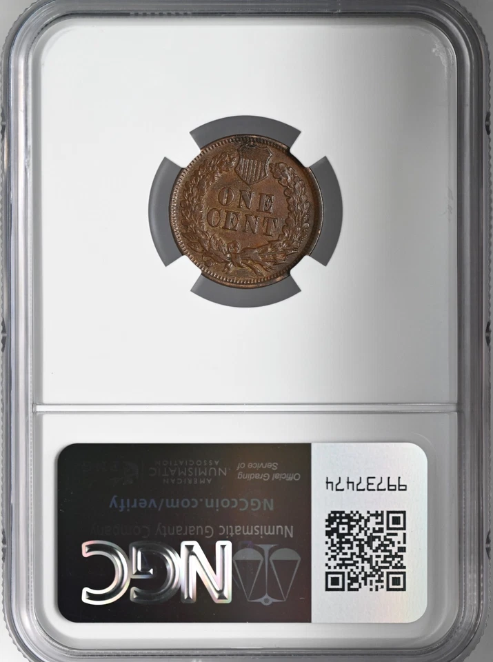1874  1C INDIAN HEAD CENT  NGC AU53 BN #6849315-022 (SNOW-9 - RARE VARIETY) - Image 4 of 4