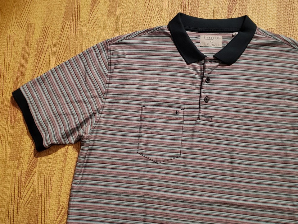 Linksoul John Ashworth & Co Golf Polo Shirt Men's XL Red Mint Green