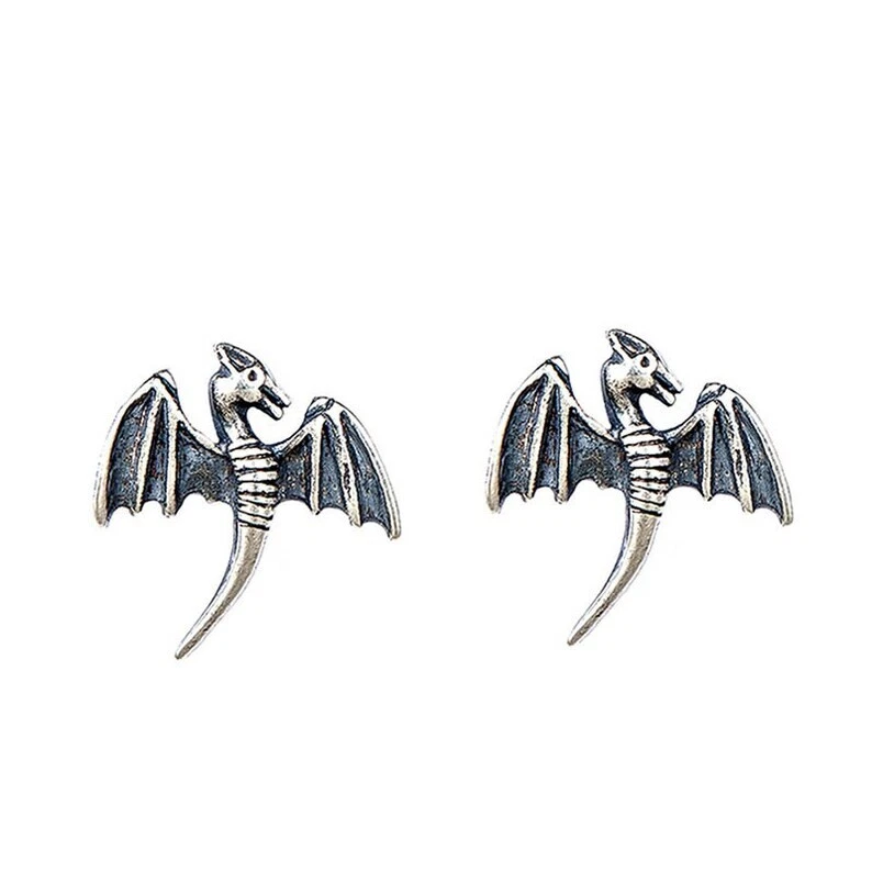 Orecchini orecchio piercing gotico donna uomo argento sterling 925 drago dragon - Immagine 2 di 4