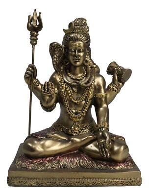 Hindu God Lord Shiva With Trishula Trident Drum Cobra In