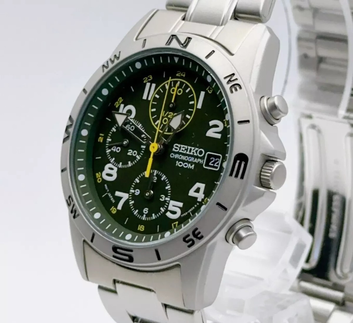 SEIKO SND377P Dark Olive Green Chronograph Men's Watch 38mm