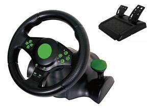 video game with steering wheel