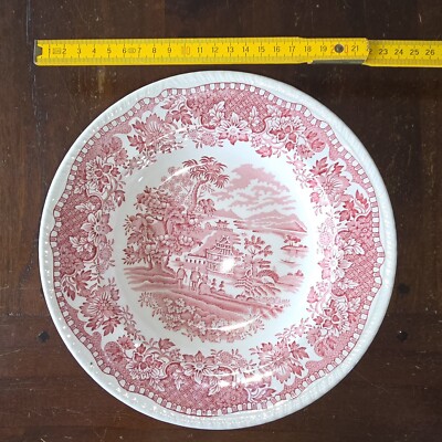 Antique, Woods & Sons Burslem, Seaforth Pattern, Suppenteller, tiefer Teller Rot