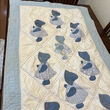 Vintage Quilt Sunbonnet Sue Blue Crib Size 52  X 34  