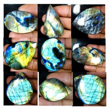 100 Natural Multi Flashy Labradorite Pear Oval Pear Fancy Cabochon Gemstones