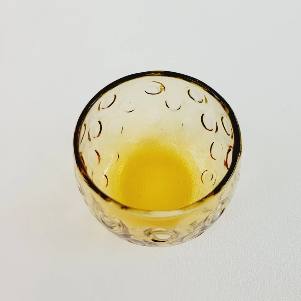 Jarro de vidro italiano vintage soprado à mão e copos de suco âmbar art déco jantar - Imagem 3 de 4