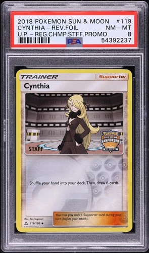 Pokemon Cynthia Ultra Prism STAFF Promo Regional Championships 119/156 PSA8