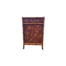 Vintage Chinese Painted Lacquer Bamboo Cabinet