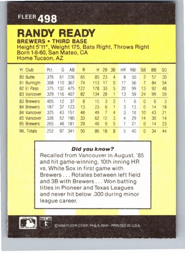 1986 Fleer Baseball Complete Your Set You Pick Choose #496 - 660 - Picture 7 of 295