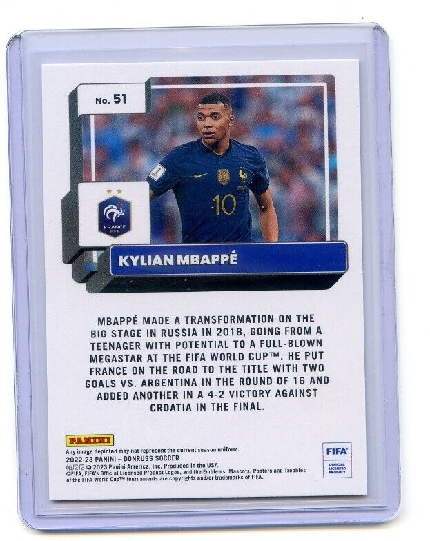 2022-23 Donruss FIFA Soccer KYLIAN MBAPPE CARD #51 SILVER PARALLEL