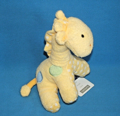 Vtg Carters Yellow Giraffe Blue Green Spots Rattle Plush Stuffed Baby Toy NEW