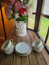 Choose 2 sets Rare Vintage Cup  Saucer by Meito China Geometric Gold Blue Japan