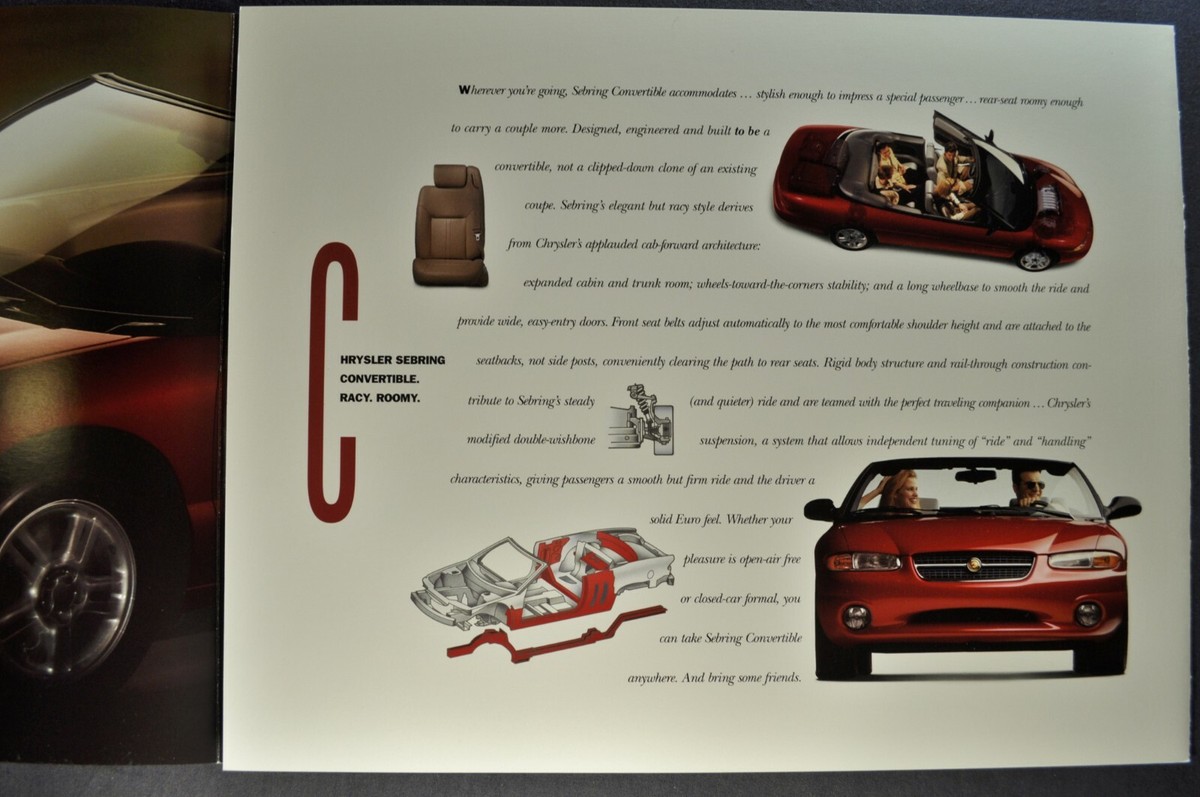 1996 Chrysler Sebring Convertible Sales Brochure Folder Excellent