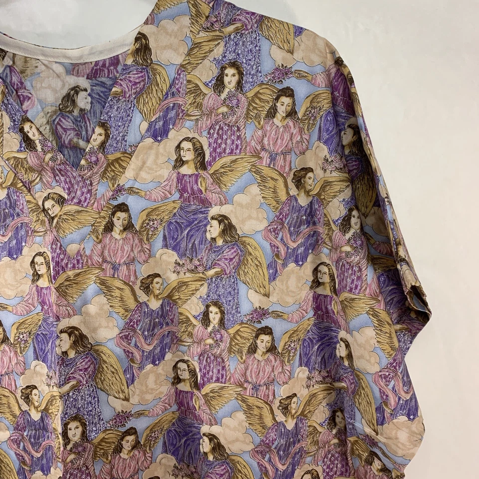 Angels Print SCRUB TOP Sz Lg MEDICAL DENTAL VET TECH Hospice Handmade OOAK NWOT - Image 4 of 4