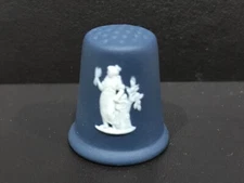 Wedgwood Portland Blue jasperware Virgo thimble in excellent condition .
