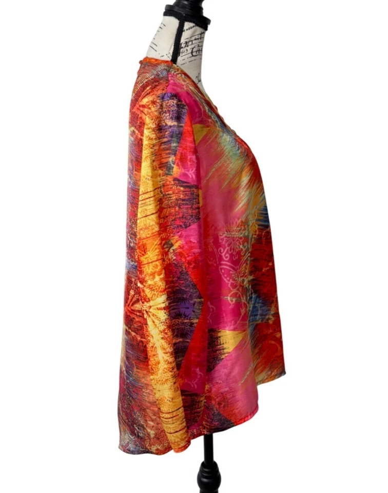 Женский цветной топ Joseph Ribkoff с длинным рукавом 1/2 на молнии шелковистый радужный размер 14 - Изображение 2 из 4