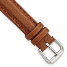 13mm 6.75" Havana Smooth Leather Silver-tone Buckle Watch Band
