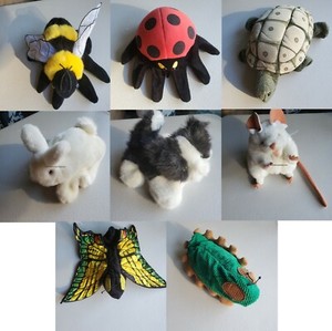 7 Folkmanis Hand Puppets Lady Bug Bumble Bee Mouse Turtle Kitten Butterfly Bunny